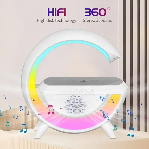 G Shaped Rgb Light Table Lamp With Wireless Charger Bluetooth Speaker & Wireless Charging