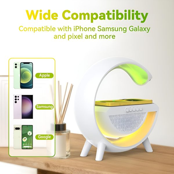 G Shaped Rgb Light Table Lamp With Wireless Charger Bluetooth Speaker & Wireless Charging